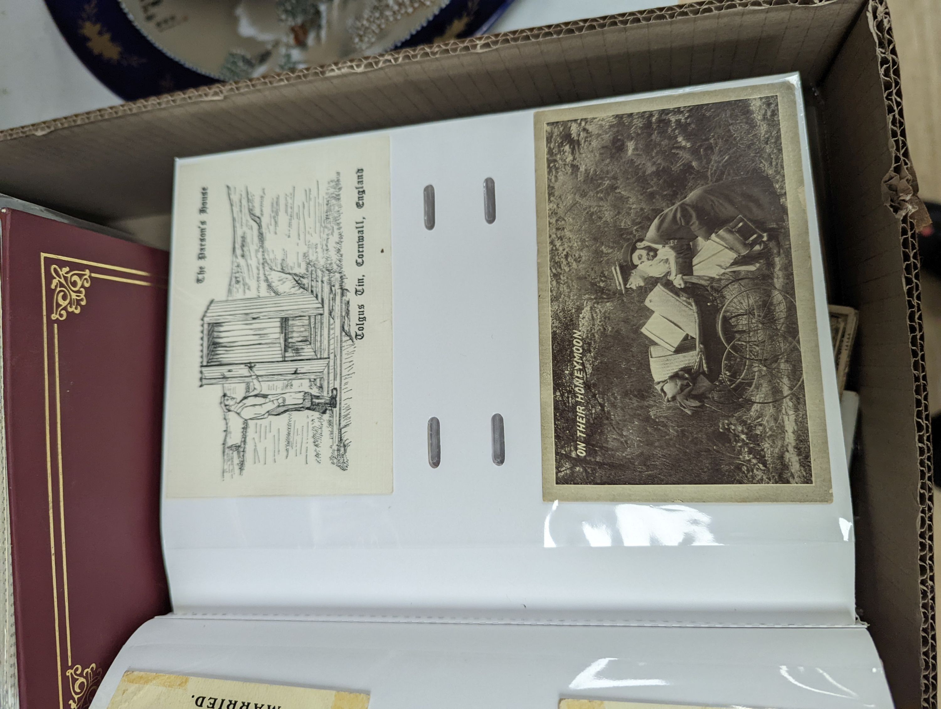 Four albums of postcards and a large collection of loose postcards, mainly British topographical, Victorian cabinet photographs, etc.